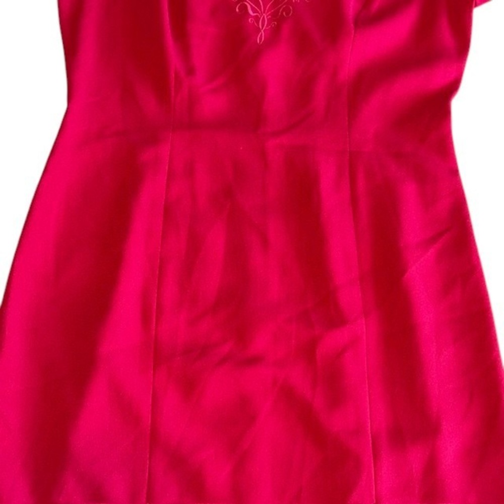 Women's Vintage Liz Claiborne Dress Pink Embroidered w/Slit X-Back Detail Size 8 - Picture 7 of 16